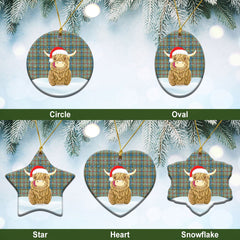 Clan Balfour Blue Tartan Christmas Ceramic Ornament Highland Cows Style GZ85 Balfour Blue Tartan Tartan Ornament