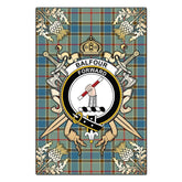 Clan Balfour Blue Tartan Crest Black Garden Flag - Gold Thistle KF98 Clan Balfour Tartan Today