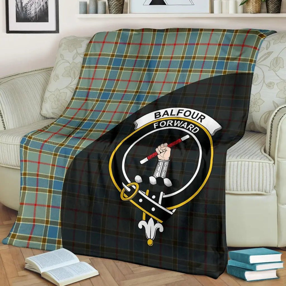 Clan Balfour Blue Tartan Crest Blanket Wave Style JV23 Clan Balfour Tartan Today