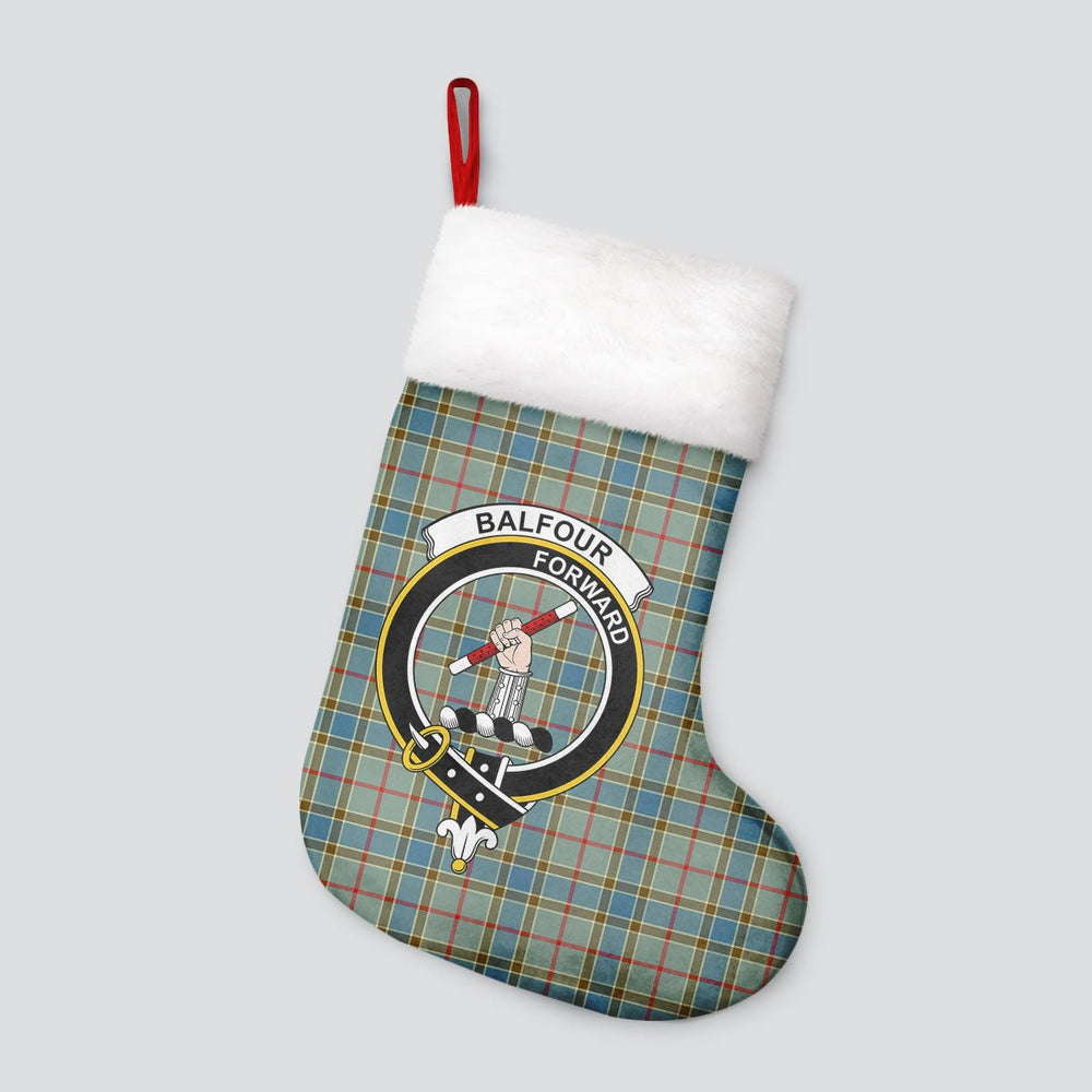 Clan Balfour Blue Tartan Crest Christmas Stocking UY78 Balfour Blue Tartan Tartan Stocking