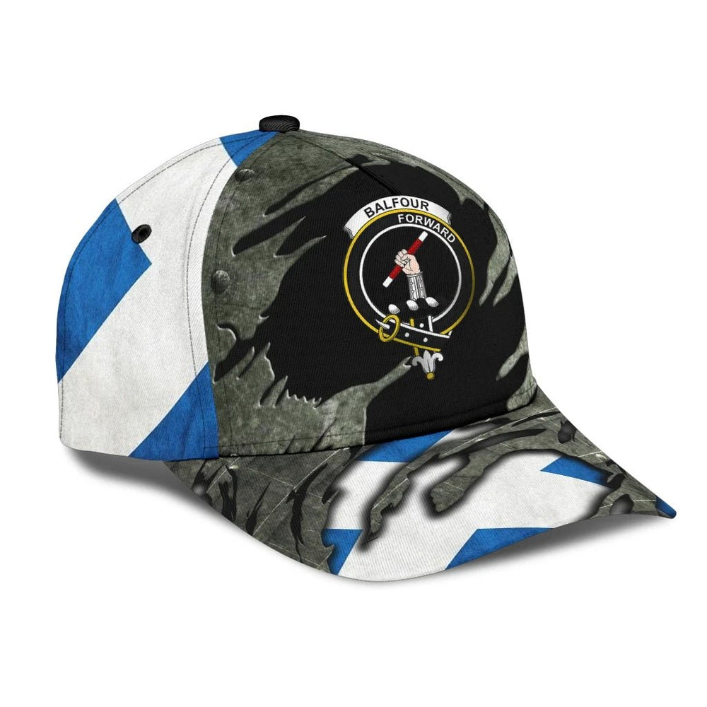 Clan Balfour Blue Tartan Crest Classic Cap RW44 Balfour Blue Tartan Tartan Cap