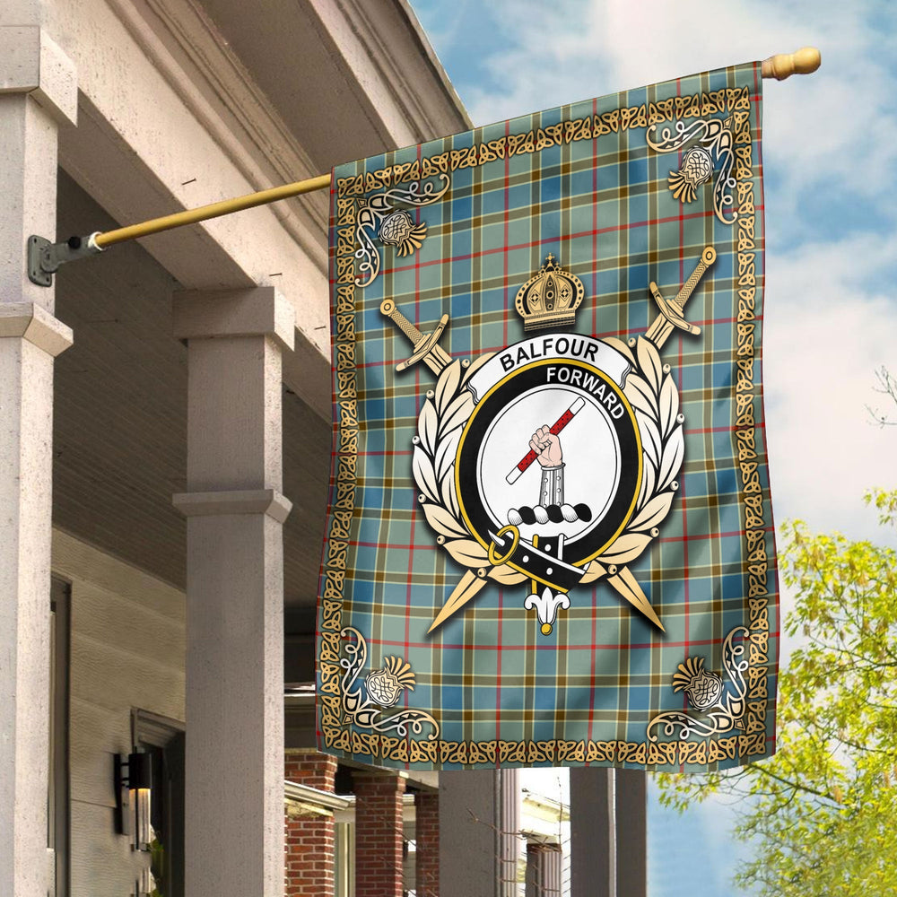 Clan Balfour Blue Tartan Crest Garden Flag - Celtic Thistle XU63 Clan Balfour Tartan Today