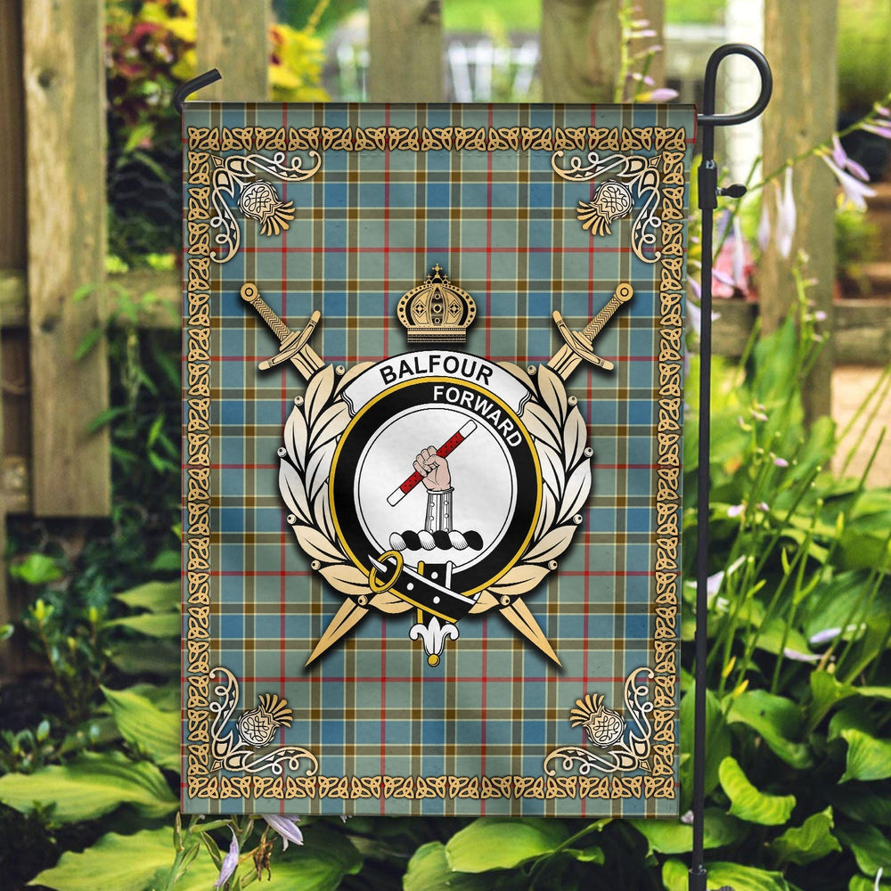 Clan Balfour Blue Tartan Crest Garden Flag - Celtic Thistle XU63 Clan Balfour Tartan Today