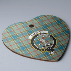 Clan Balfour Blue Tartan Crest Heart Ceramic Ornament WE60 Balfour Blue Tartan Tartan Christmas