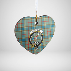Clan Balfour Blue Tartan Crest Heart Ceramic Ornament WE60 Balfour Blue Tartan Tartan Christmas