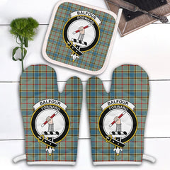 Clan Balfour Blue Tartan Crest Oven Mitt And Pot Holder (2 Oven Mitts + 1 Pot Holder) VD52 Clan Balfour Tartan Today