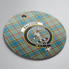 Clan Balfour Blue Tartan Crest Round Ceramic Ornament IT68 Balfour Blue Tartan Tartan Christmas