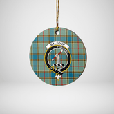 Clan Balfour Blue Tartan Crest Round Ceramic Ornament IT68 Balfour Blue Tartan Tartan Christmas