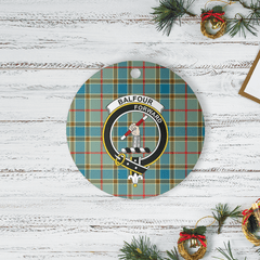 Clan Balfour Blue Tartan Crest Round Ceramic Ornament IT68 Balfour Blue Tartan Tartan Christmas