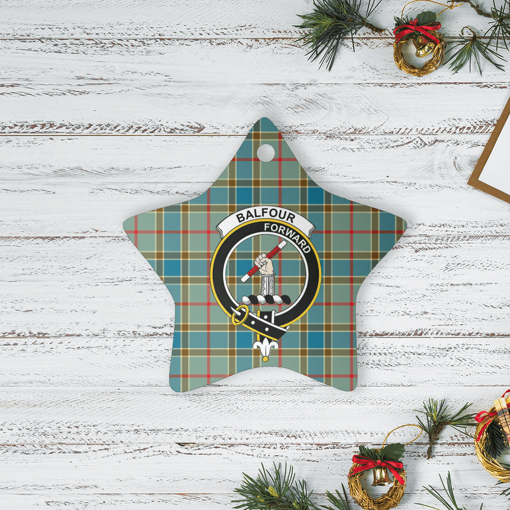 Clan Balfour Blue Tartan Crest Star Ceramic Ornament XY46 Balfour Blue Tartan Tartan Christmas