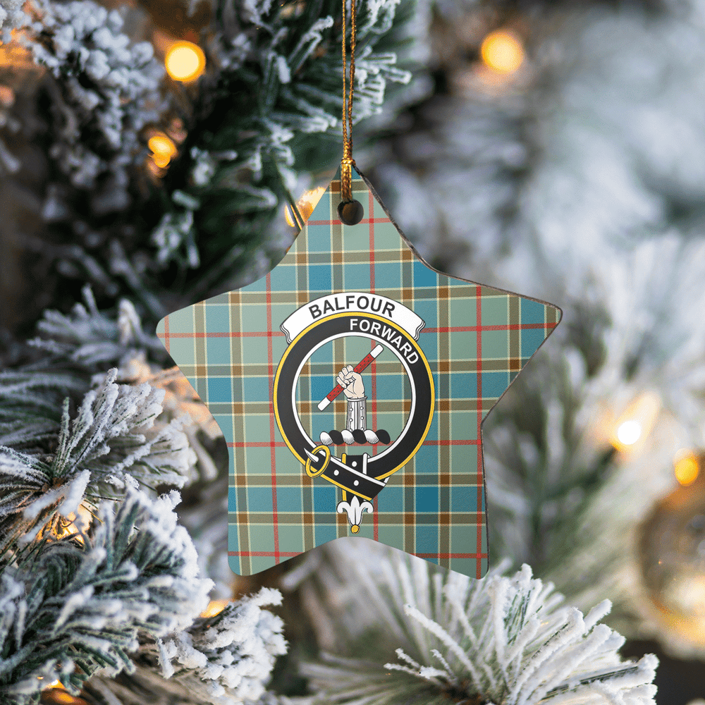 Clan Balfour Blue Tartan Crest Star Ceramic Ornament XY46 Balfour Blue Tartan Tartan Christmas