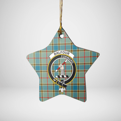 Clan Balfour Blue Tartan Crest Star Ceramic Ornament XY46 Balfour Blue Tartan Tartan Christmas