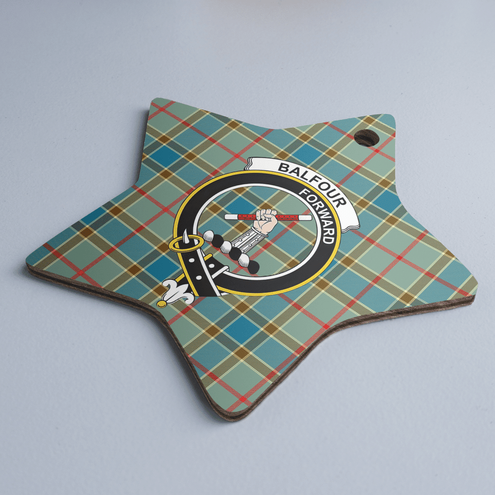 Clan Balfour Blue Tartan Crest Star Ceramic Ornament XY46 Balfour Blue Tartan Tartan Christmas