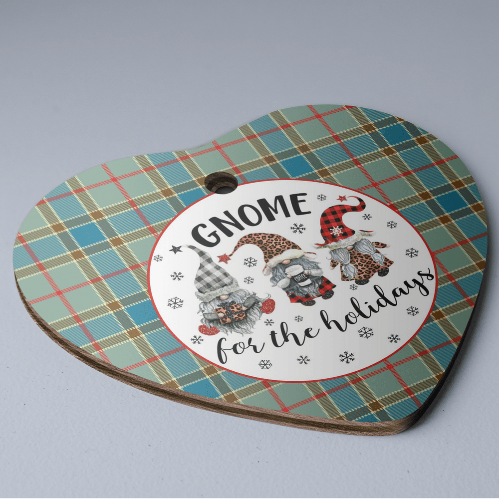 Clan Balfour Blue Tartan Gnome Heart Ceramic Ornament EV64 Balfour Blue Tartan Gnome Tartan Christmas