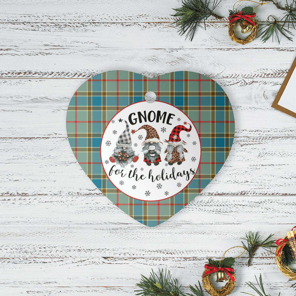 Clan Balfour Blue Tartan Gnome Heart Ceramic Ornament EV64 Balfour Blue Tartan Gnome Tartan Christmas