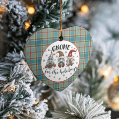 Clan Balfour Blue Tartan Gnome Heart Ceramic Ornament EV64 Balfour Blue Tartan Gnome Tartan Christmas