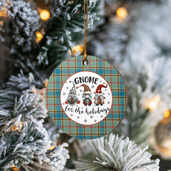 Clan Balfour Blue Tartan Gnome Round Ceramic Ornament CN47 Balfour Blue Tartan Tartan Christmas