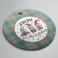 Clan Balfour Blue Tartan Gnome Round Ceramic Ornament CN47 Balfour Blue Tartan Tartan Christmas