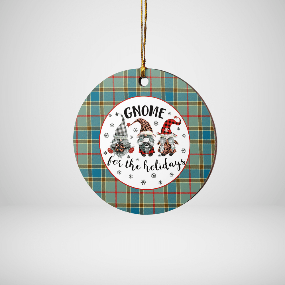 Clan Balfour Blue Tartan Gnome Round Ceramic Ornament CN47 Balfour Blue Tartan Tartan Christmas