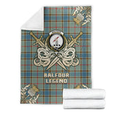 Clan Balfour Blue Tartan Gold Courage Symbol Blanket IJ34 Clan Balfour Tartan Today
