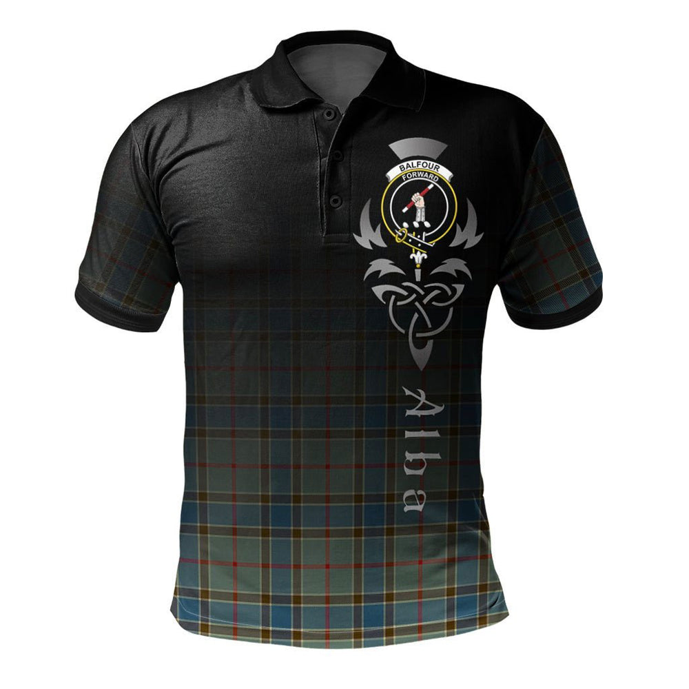 Clan Balfour Blue Tartan Polo Shirt - Alba Celtic Style SZ21 Balfour Blue Tartan Tartan Polo