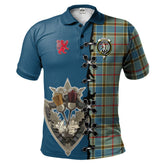 Clan Balfour Blue Tartan Polo Shirt - Lion Rampant And Celtic Thistle Style ZC53 Balfour Blue Tartan Tartan Polo