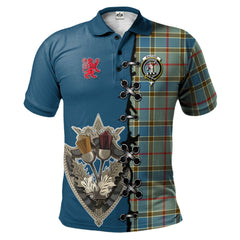 Clan Balfour Blue Tartan Polo Shirt - Lion Rampant And Celtic Thistle Style ZC53 Balfour Blue Tartan Tartan Polo