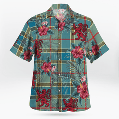 Clan Balfour Blue Tartan Scottish Lion Hawaiian Shirt KA88 Balfour Blue Tartan Tartan Hawaii Shirt