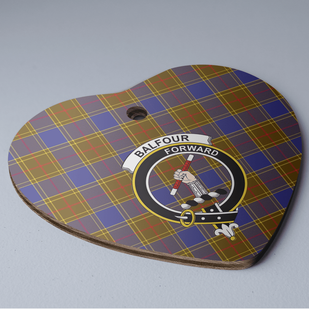 Clan Balfour Modern Tartan Crest Heart Ceramic Ornament SW36 Balfour Modern Tartan Tartan Christmas