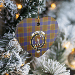 Clan Balfour Modern Tartan Crest Heart Ceramic Ornament SW36 Balfour Modern Tartan Tartan Christmas