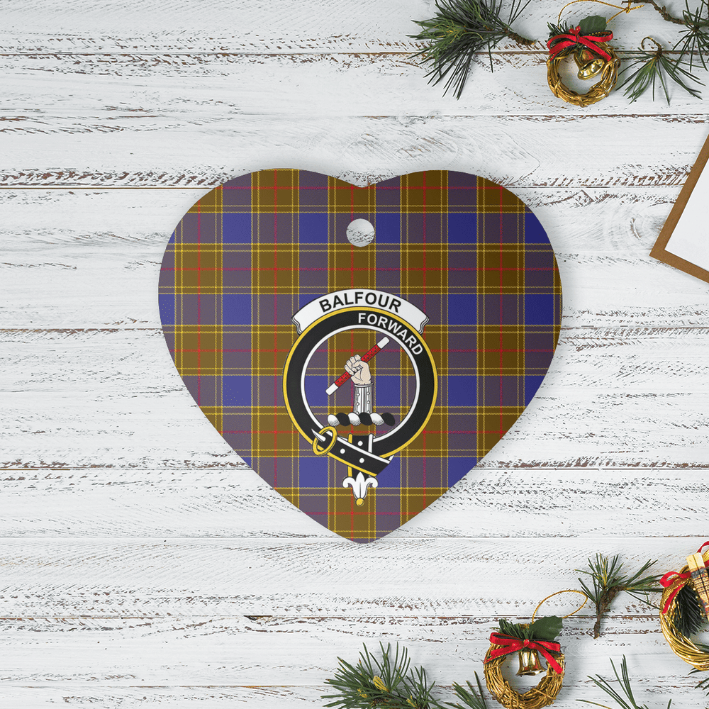 Clan Balfour Modern Tartan Crest Heart Ceramic Ornament SW36 Balfour Modern Tartan Tartan Christmas