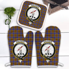 Clan Balfour Modern Tartan Crest Oven Mitt And Pot Holder (2 Oven Mitts + 1 Pot Holder) GX17 Clan Balfour Tartan Today