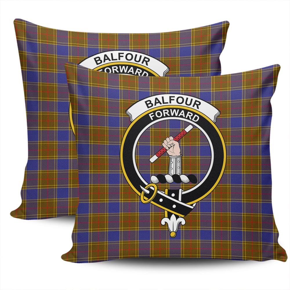 Clan Balfour Modern Tartan Crest Pillow Cover VW56 Clan Balfour Tartan Today