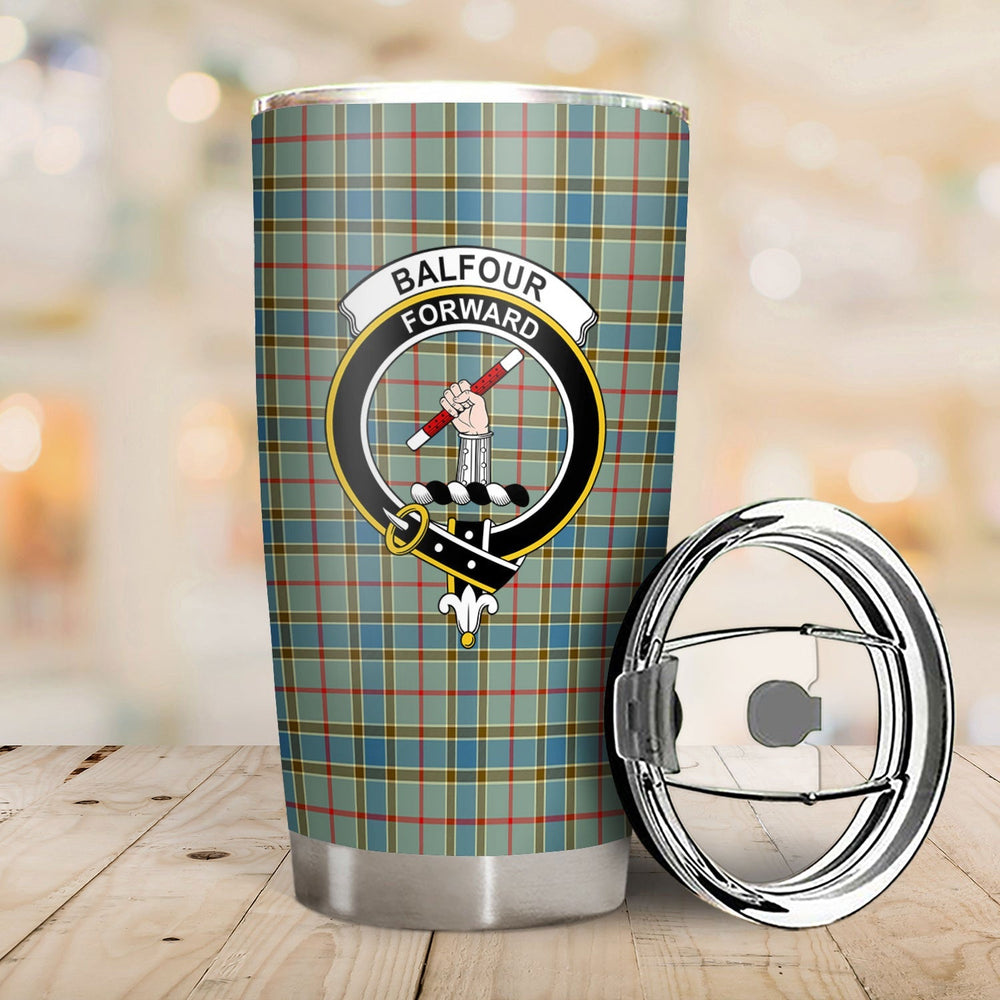 Clan Balfour Modern Tartan Crest Tumbler IR97 Clan Balfour Tartan Today