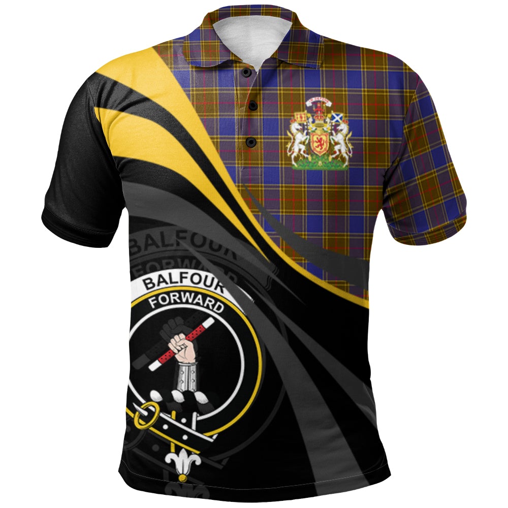 Clan Balfour Modern Tartan Polo Shirt - Royal Coat Of Arms Style OE45 Balfour Modern Tartan Tartan Polo