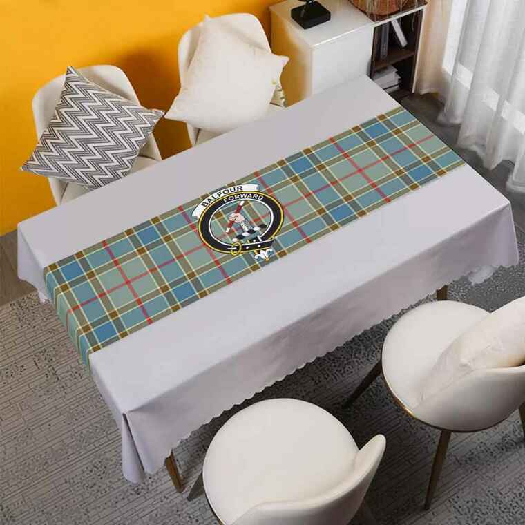 Clan Balfour Tartan Crest Table Runner Cotton YK43 Balfour Tartan Tartan Table Runner
