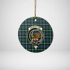 Clan Bannatyne 1 Tartan Crest Round Ceramic Ornament KT19 Bannatyne 1 Tartan Tartan Christmas