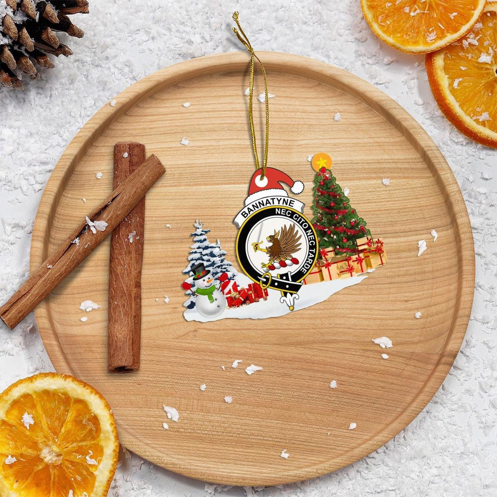 Clan Bannatyne Crest Tartan Acrylic Christmas Ornament PL31 Bannatyne Tartan Tartan Christmas