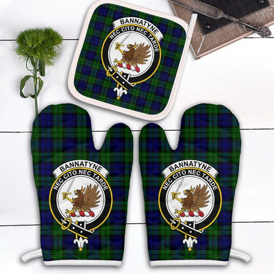 Clan Bannatyne Tartan Crest Oven Mitt And Pot Holder (2 Oven Mitts + 1 Pot Holder)