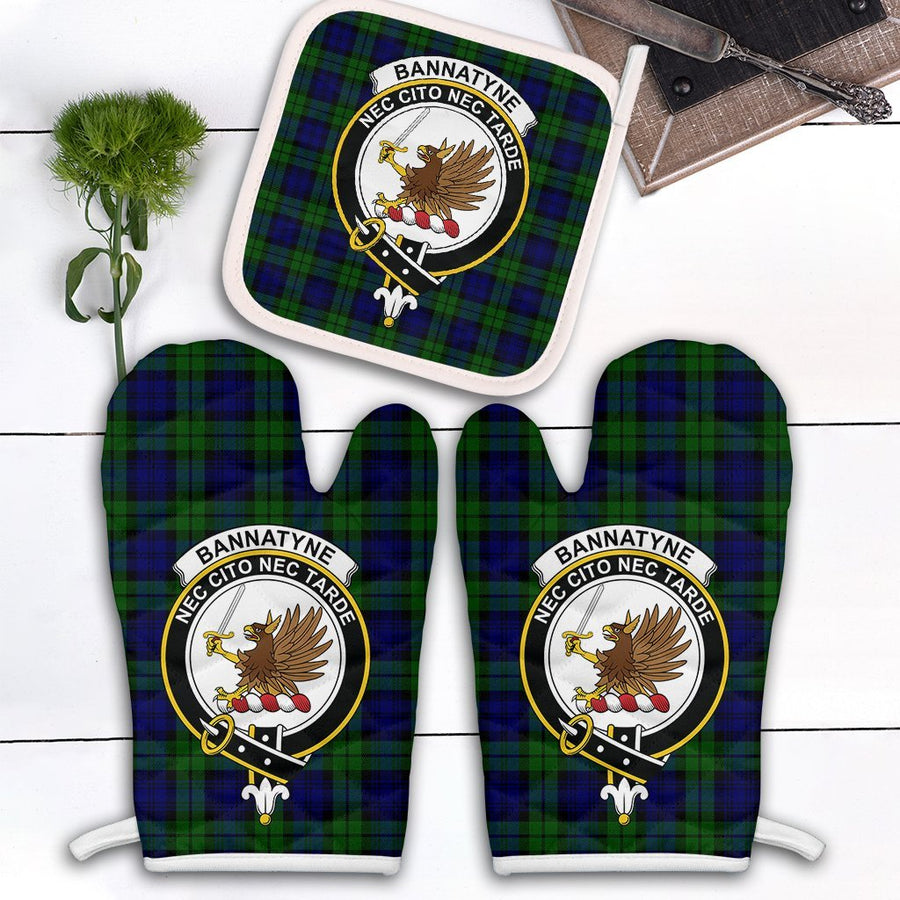 Clan Bannatyne Tartan Crest Oven Mitt And Pot Holder (2 Oven Mitts + 1 Pot Holder)