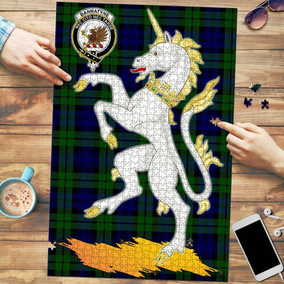 Clan Bannatyne Tartan Crest Unicorn Scotland Jigsaw Puzzles Gift For Family