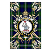 Clan Bannerman Tartan Crest Black Garden Flag - Gold Thistle OC26 Clan Bannerman Tartan Today