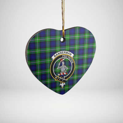 Clan Bannerman Tartan Crest Heart Ceramic Ornament