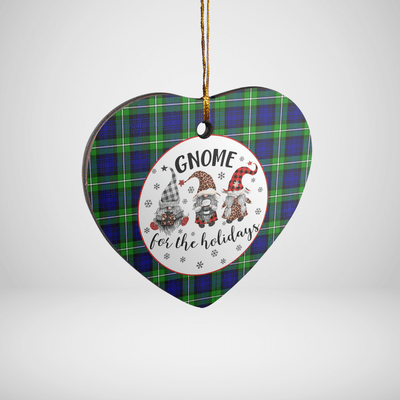 Clan Bannerman Tartan Gnome Heart Ceramic Ornament