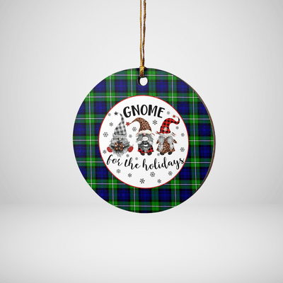 Clan Bannerman Tartan Gnome Round Ceramic Ornament