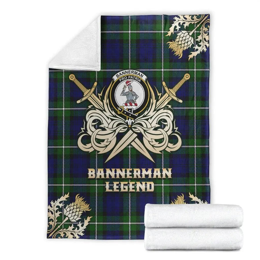 Clan Bannerman Tartan Gold Courage Symbol Blanket