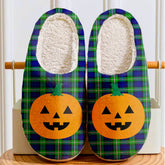 Clan Bannerman Tartan Halloween Pumpkin Slippers, Fluffy Spooky Slippers MC99 Bannerman Tartan Tartan Halloween