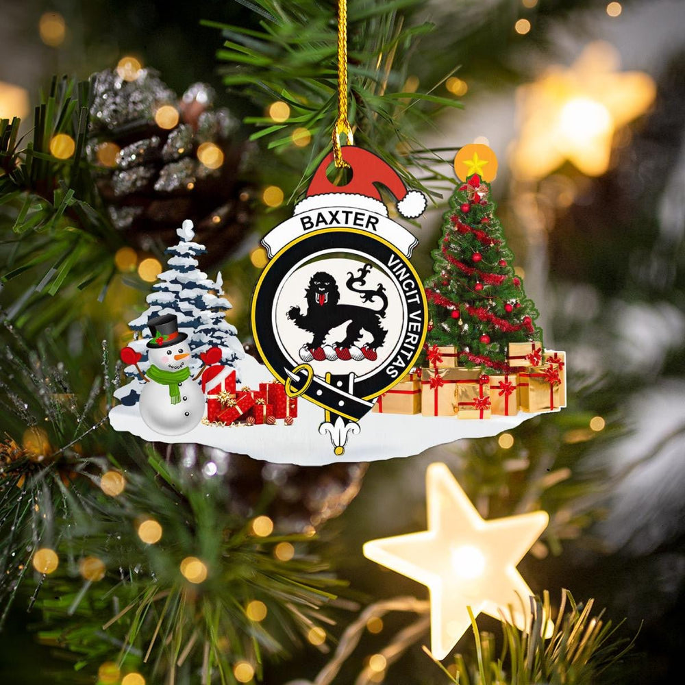 Clan Baxter Crest Tartan Acrylic Christmas Ornament LR64 Baxter Tartan Tartan Christmas