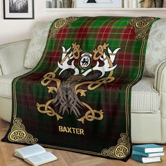 Clan Baxter Modern Tartan Crest Premium Blanket Celtic Stag Style LX11 Clan Baxter Tartan Today