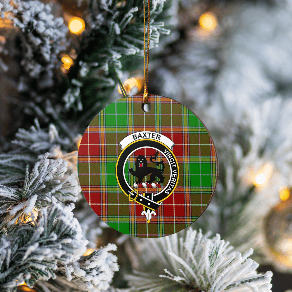 Clan Baxter Modern Tartan Crest Round Ceramic Ornament QK76 Baxter Modern Tartan Tartan Christmas